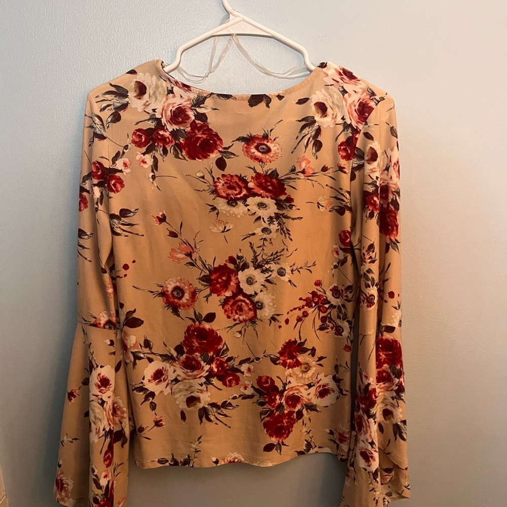 Floral Women's Top - Beige and Red